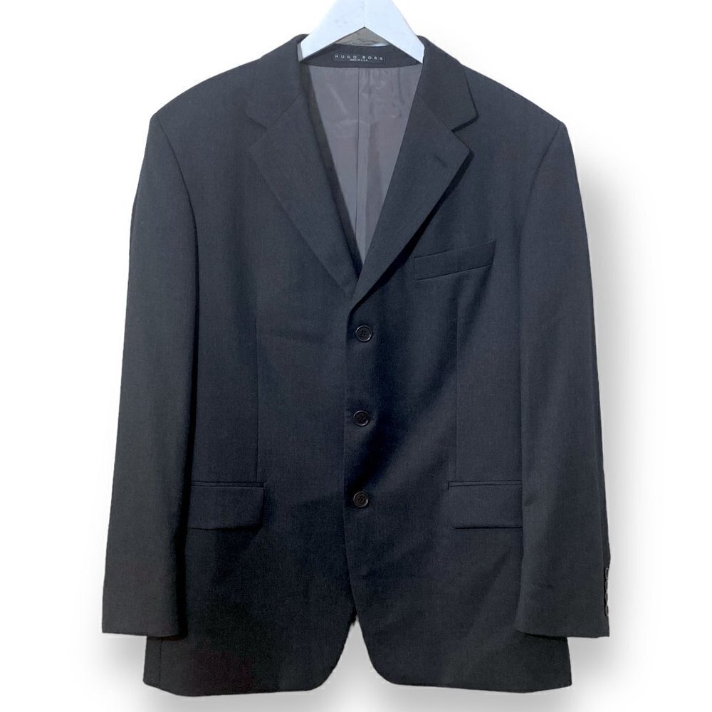 Hugo Boss Mens Blazer 40R Dark Charcoal Light Wool Sport Jacket